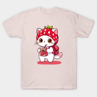 Strawberry Juice Cat T-Shirt